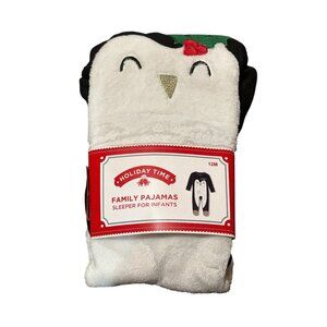 NWT Holiday Time Infant 12M Penguin Family Pajamas Sleeper Costume Beige Black
